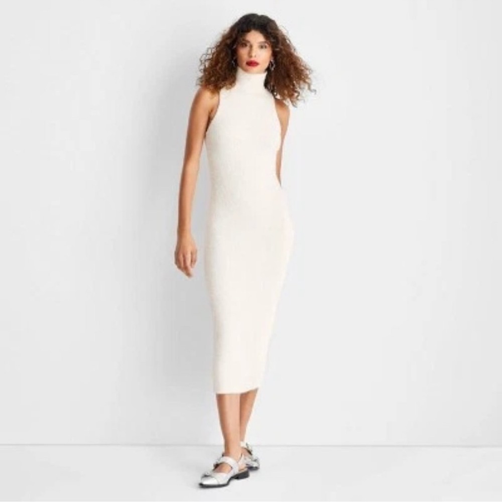 Future Collective White Fuzzy Dress